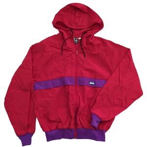 VTG 80s GRANITE Tom Mongold Purple Red Hooded Windbreaker Jacket Women's Size M